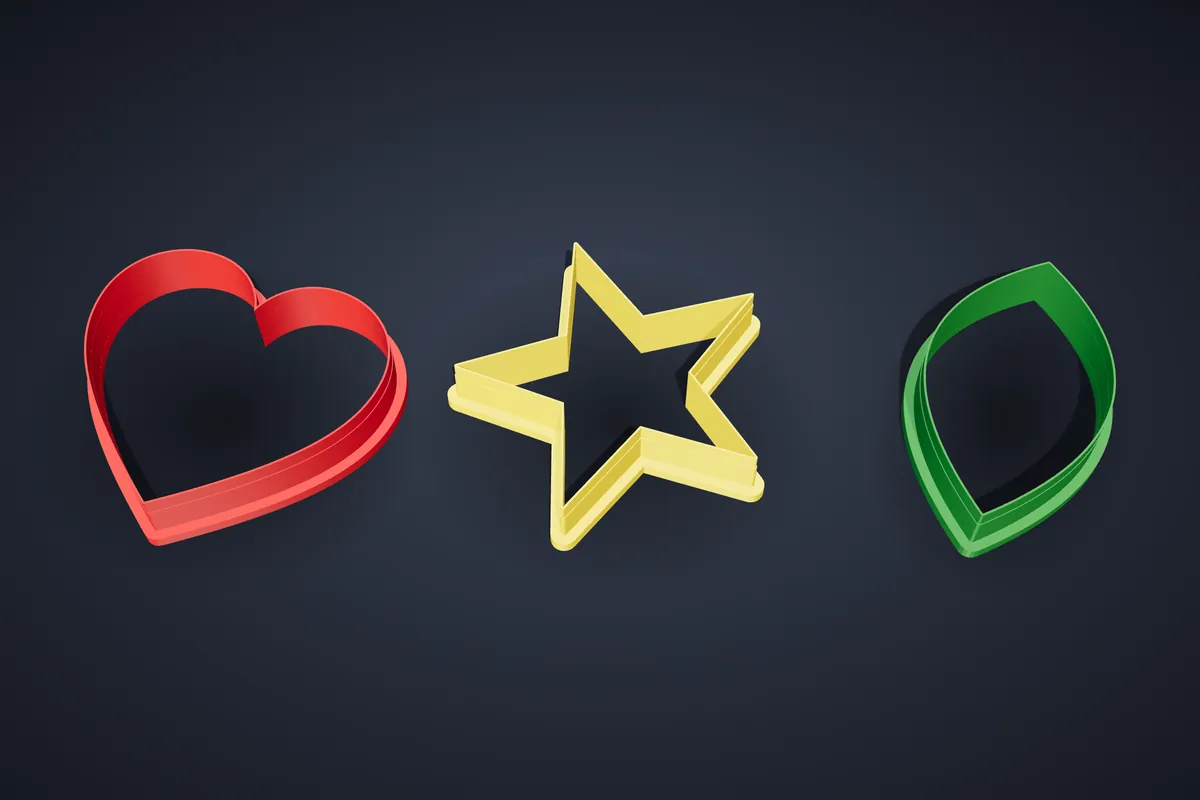 Formine a cuore, stella e foglia create da semplici contorni