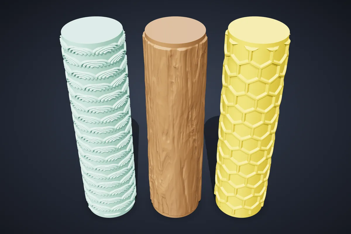 Tre rulli per texture: onde seigaiha, corteccia e nido d’ape